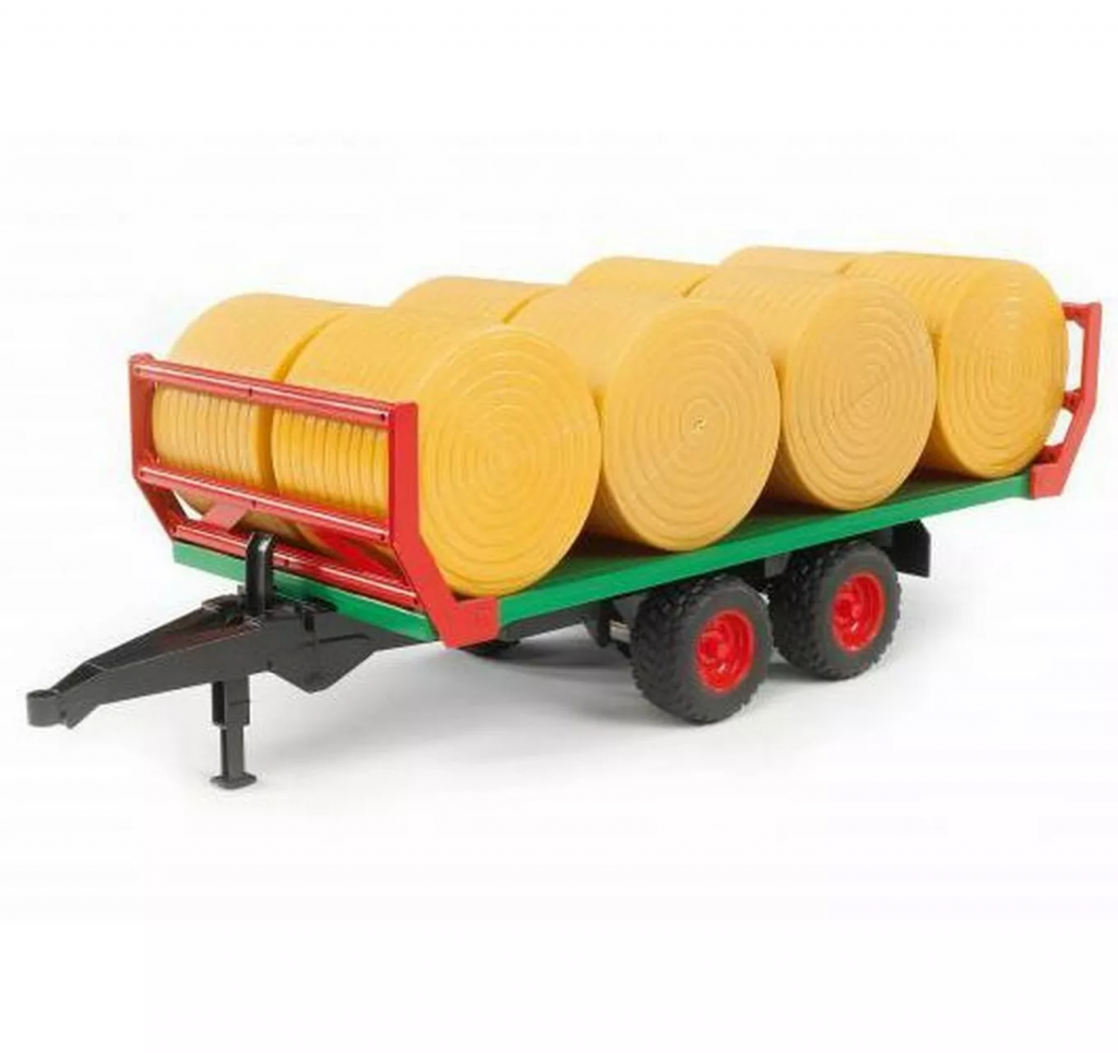 Round Bale Trailer + 8 Bales