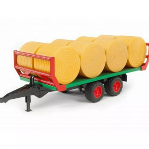 Round Bale Trailer + 8 Bales
