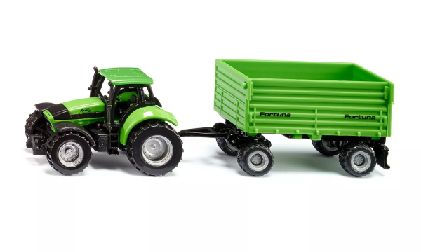 1:87 Deutz-Fahr With Fortuna 4 Wheel Trailer