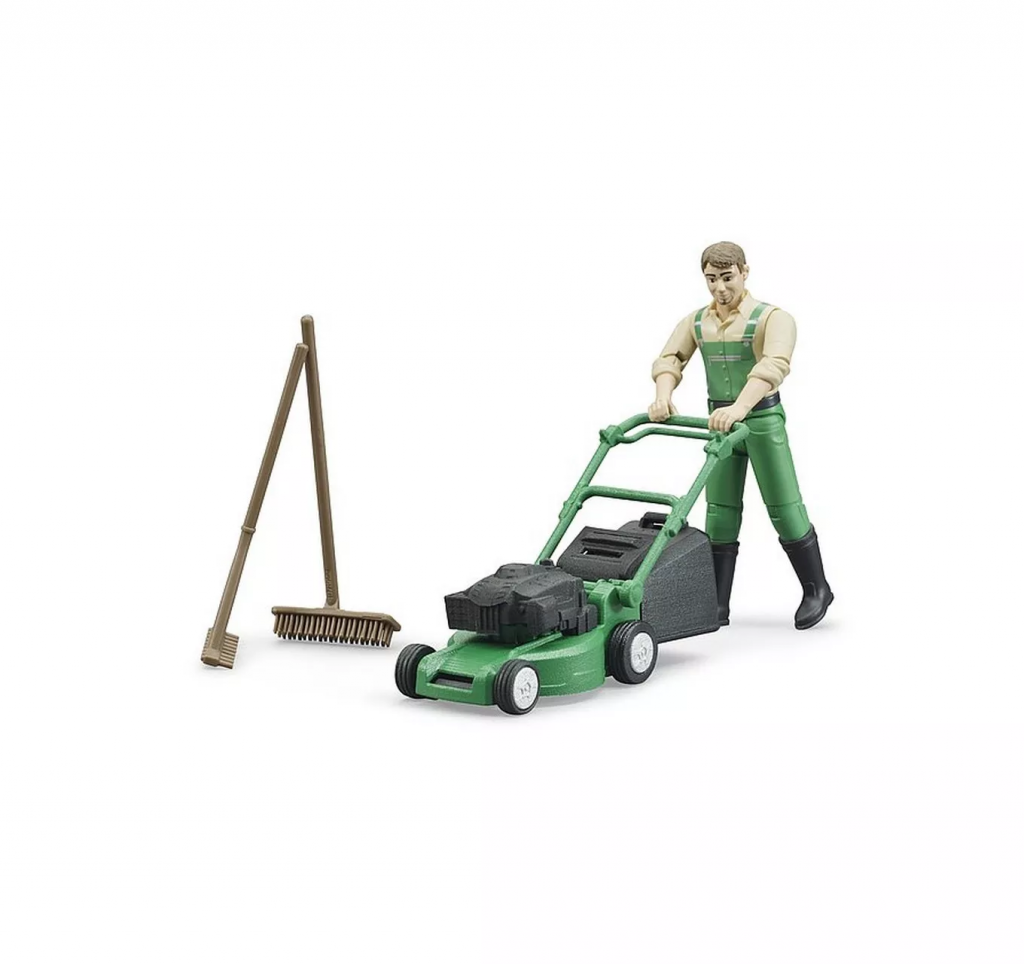 Gardener with Lawnmower