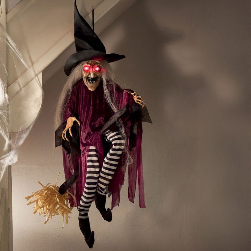 Animated Cackling BroomWitch, 90cm